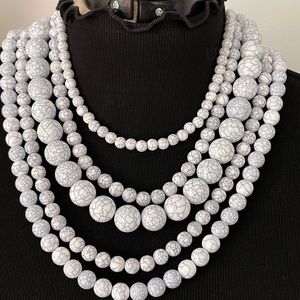 White cracked bead Necklace